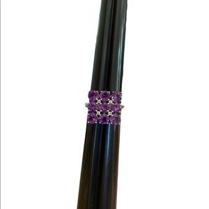 Amethyst Silver Square Stone Ring Size 6.5